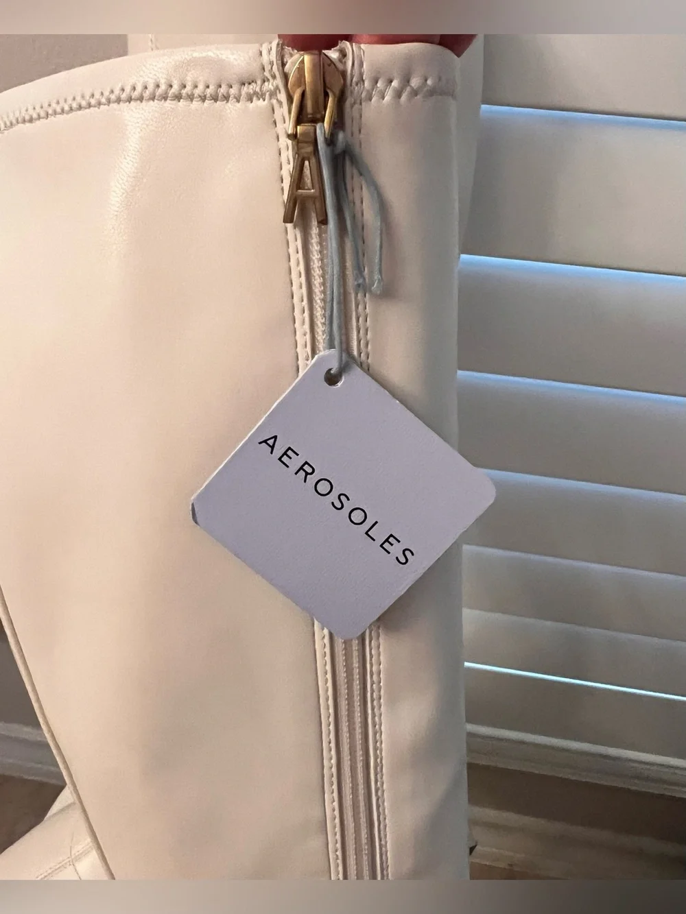 AEROSOLES Angela Wedge Cream Knee-High Wedge Boot